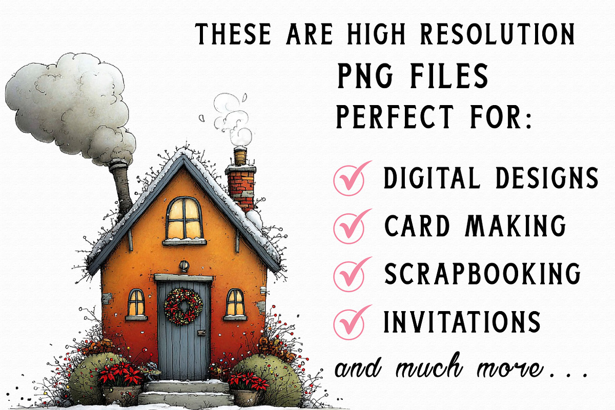 Whimsical Christmas House Clipart, an Illustration by Libby Wishes (Photo 3 of 7)