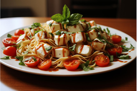 Creamy Italian pasta mozzarella, a Food & Drink Photo by Ylivdesign