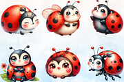 Watercolor Cute Ladybugs Clipart, a Seasonal Illustration by Rose Art (Thumbnail 2 of 5)
