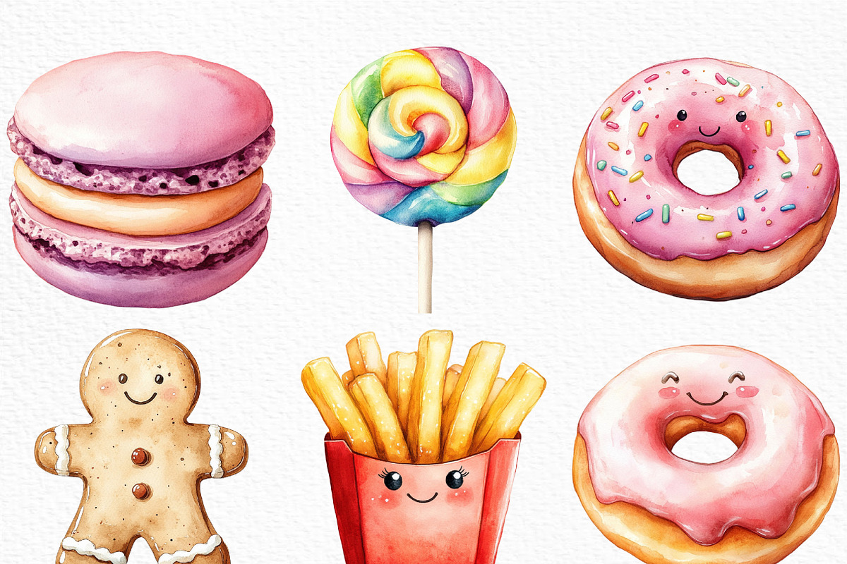 Cute Cartoon Food Clipart, an Illustration by Craft Nest (Photo 4 of 6)
