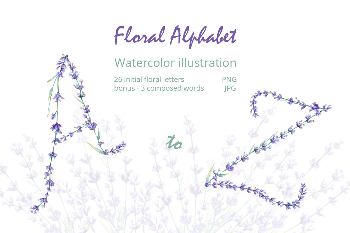 Floral Alphabet. Lavender flowers., an Object Illustration by Anna Kopylova (Photo 1 of 5)