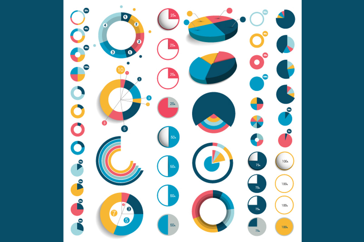 Set of circle charts., a Templates & Theme by VectorAN