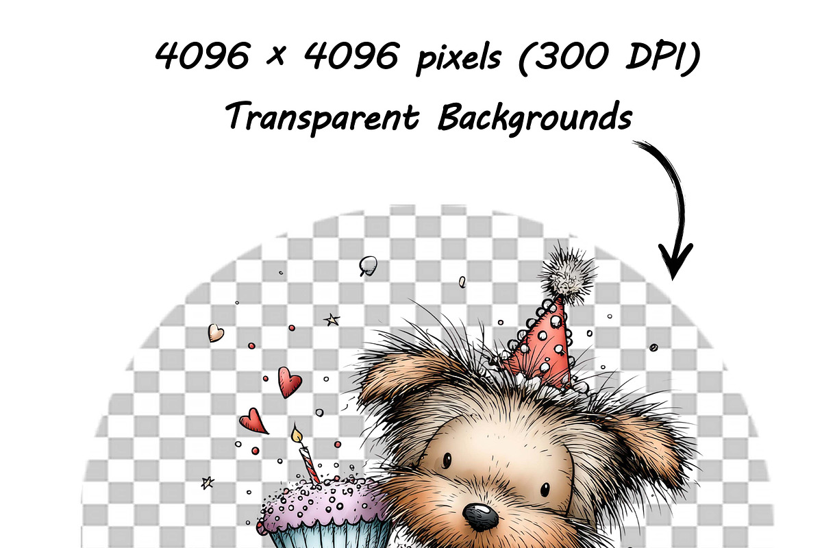 30 whimsical dog birthday clipart, an Illustration by one-touch (Photo 17 of 17)