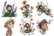 Floral Cute Boy Clipart, an Illustration by Pixels.Craft (Thumbnail 5 of 5)