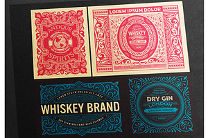 Set of 4 vintage labels  ready print, a Card Template by OneVectorStock