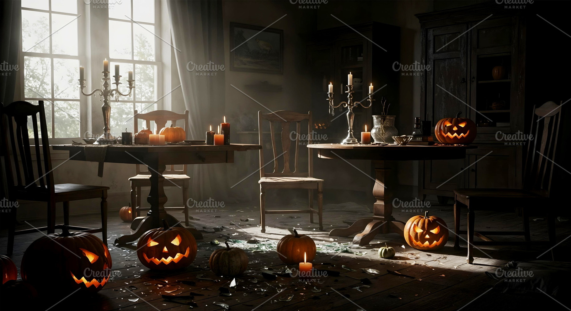 An abandoned Hallowen room decorate, a Holiday Photo by Volff