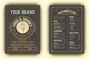 Vintage Menu with classic, a Flyer Template by OneVectorStock