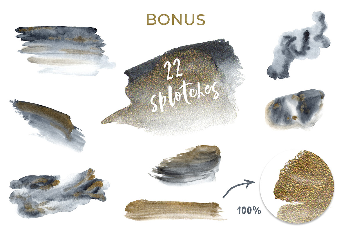 Black and Gold Watercolor Background, a Texture Graphic by KitsPix (Photo 3 of 5)