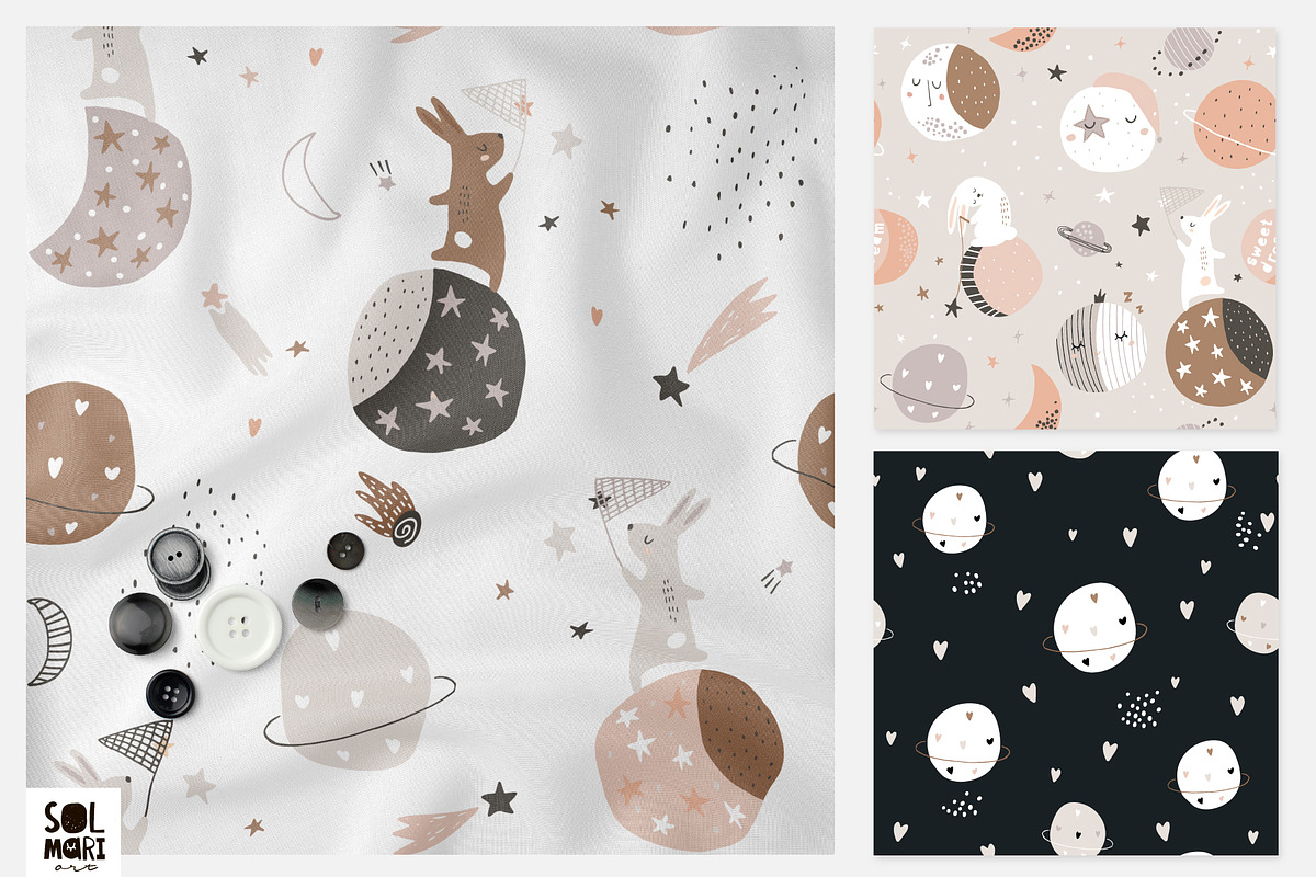 MOON night graphic collection, a Pattern Graphic by solmariart (Photo 4 of 8)