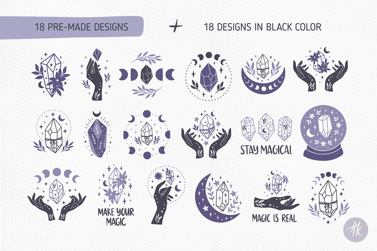 Mystical Crystals Hand Drawn Set, an Object Graphic by Alena Koval (Photo 8 of 18)