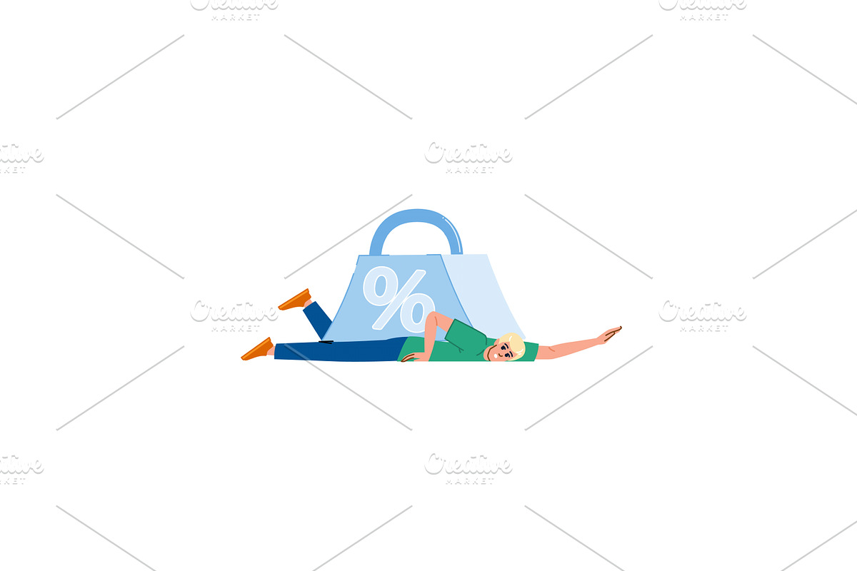 Man crushed by percentage symbol, a Finance Illustration by pikepicture