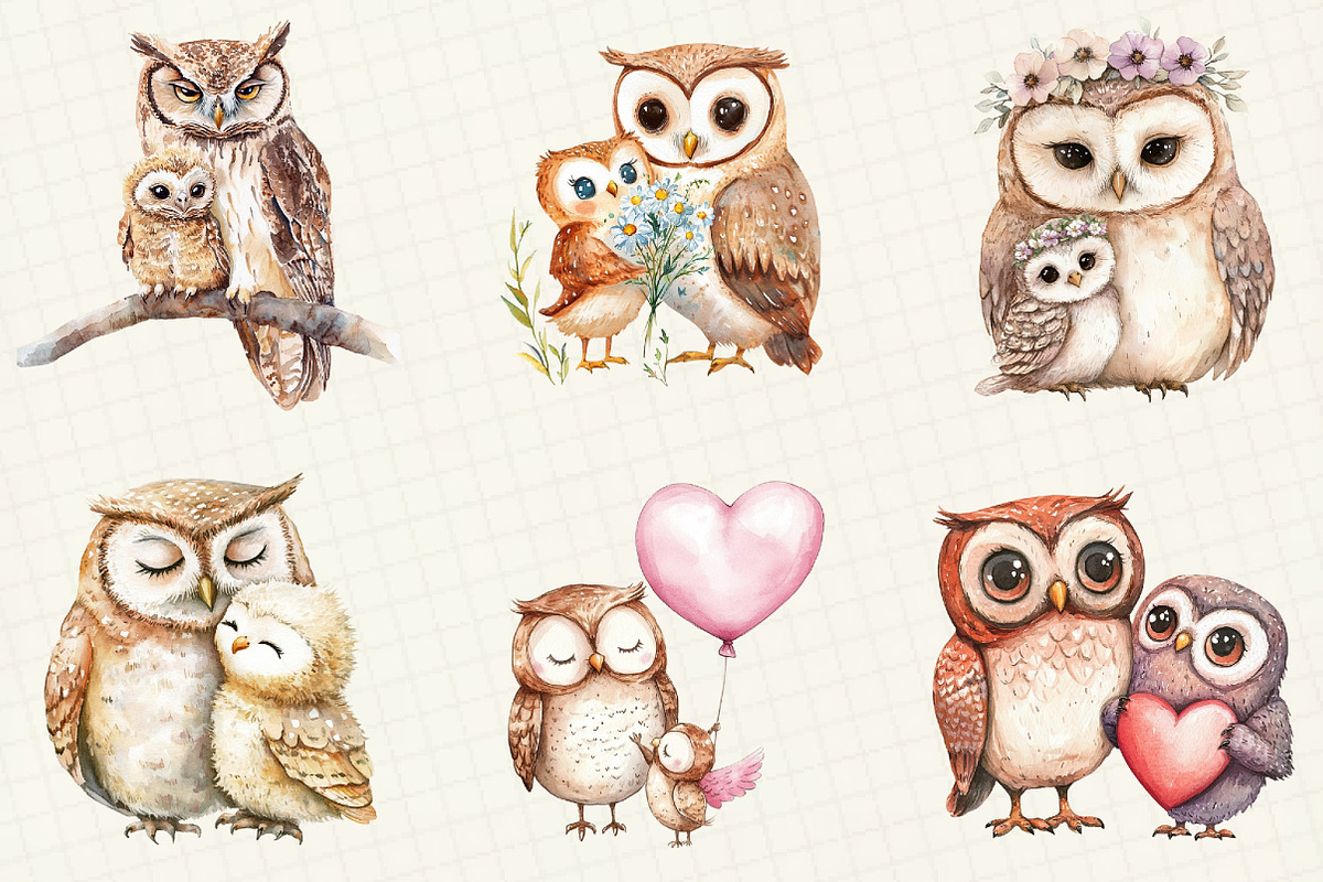 Mother's Day Owl Sublimation Clipart, an Illustration by OK Design (Photo 2 of 5)