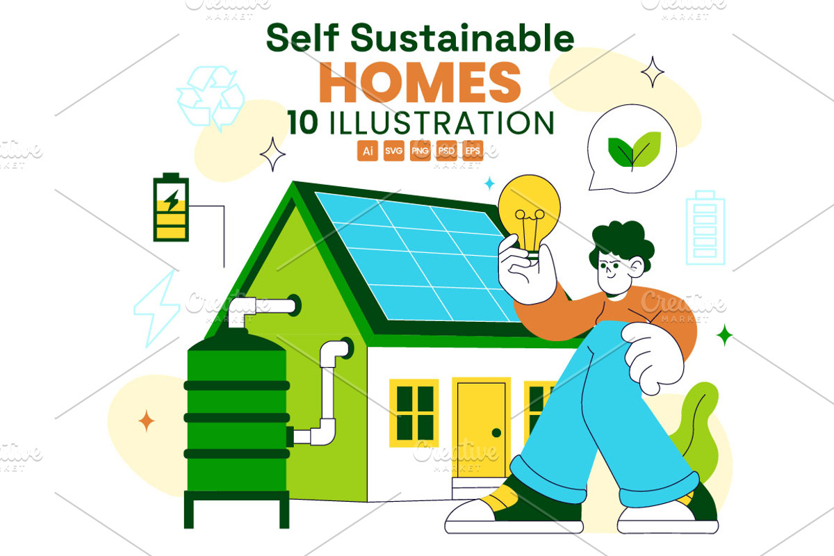 10 Self Sustainable Homes, a Technology Illustration by denayunebgt (Photo 1 of 4)