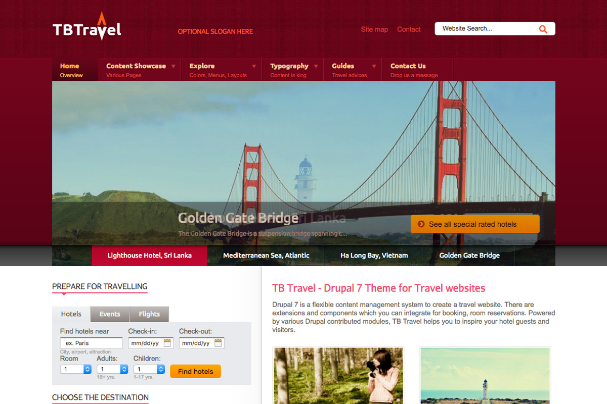 Travel Drupal Theme TB Travel, a Websites & App Template by ThemeBrain (Photo 1 of 3)
