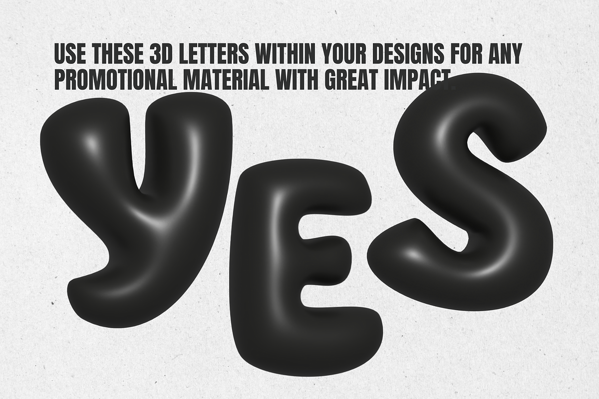 Black 3d Bubbles Letters, a Graphic by Iryna Danyliuk (Photo 4 of 4)