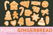 FUNKY GINGERBREAD COOKIES: clipart, a Food Illustration by Elliko shop (Thumbnail 1 of 7)