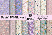 Pastel Wildflower Digital Paper, an Illustration by Daily.Designs (Thumbnail 1 of 6)