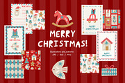 Merry Christmas Clipart, a Decorative Illustration by Barkova Nadya (Thumbnail 1 of 9)
