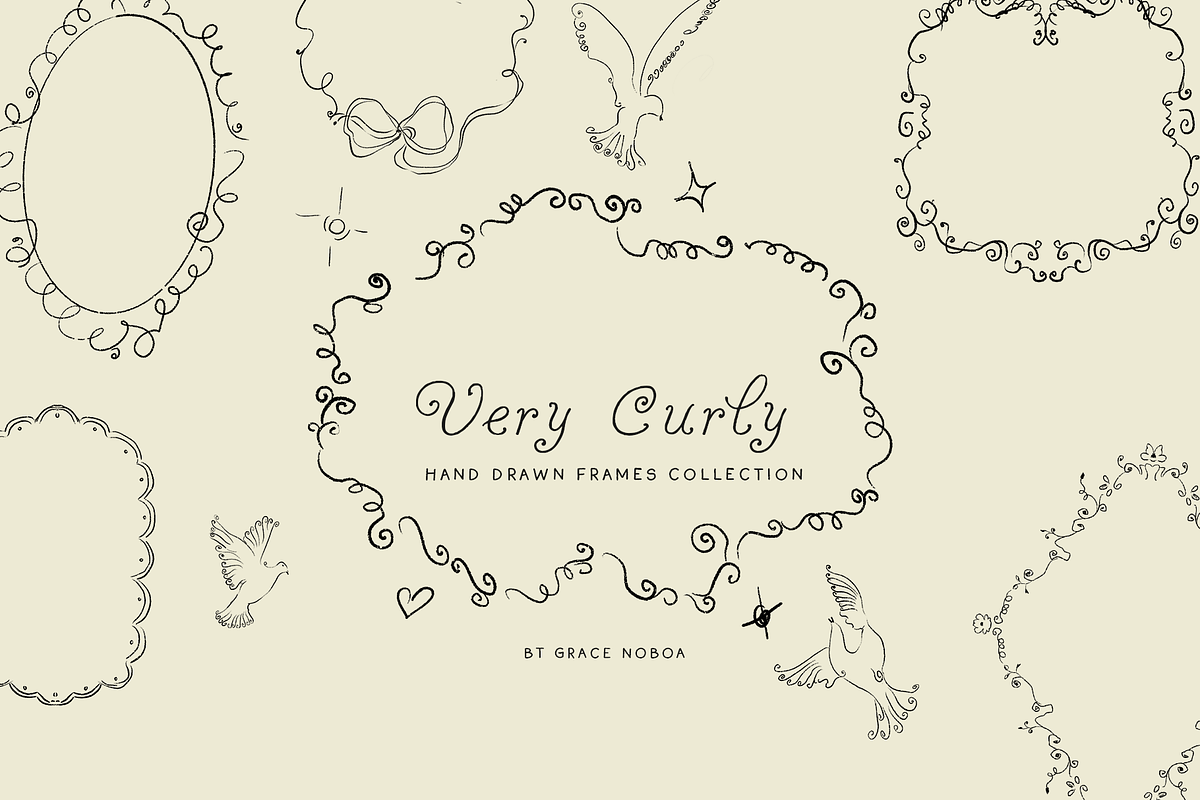Line art hand drawn spiral frames, an Object Graphic by Grace Noboa Illustrations (Photo 8 of 13)