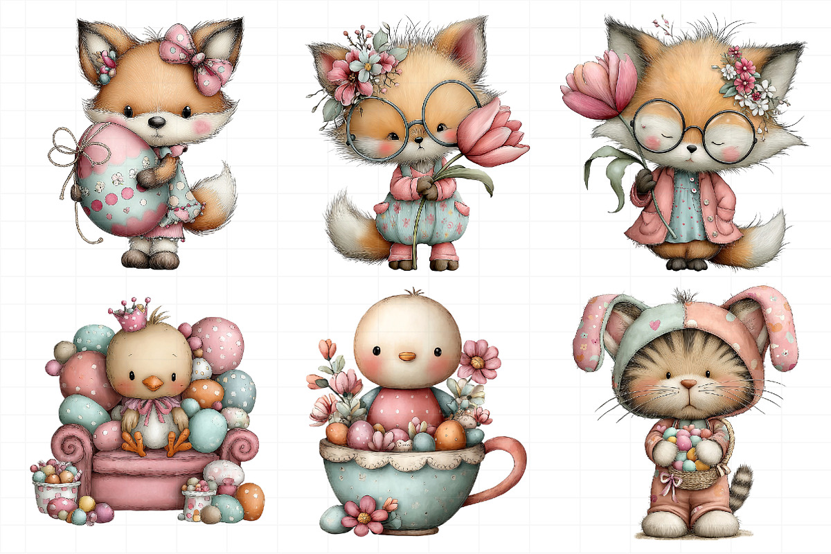 Whimsical Easter Animals Clipart, an Illustration by Daily.Designs (Photo 7 of 8)