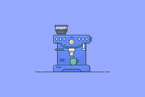 Coffee Maker Flat Icon Illustration.