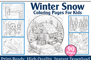 Winter Snow Coloring Pages For Kids, an Animal Illustration by maggiesar (Thumbnail 1 of 4)