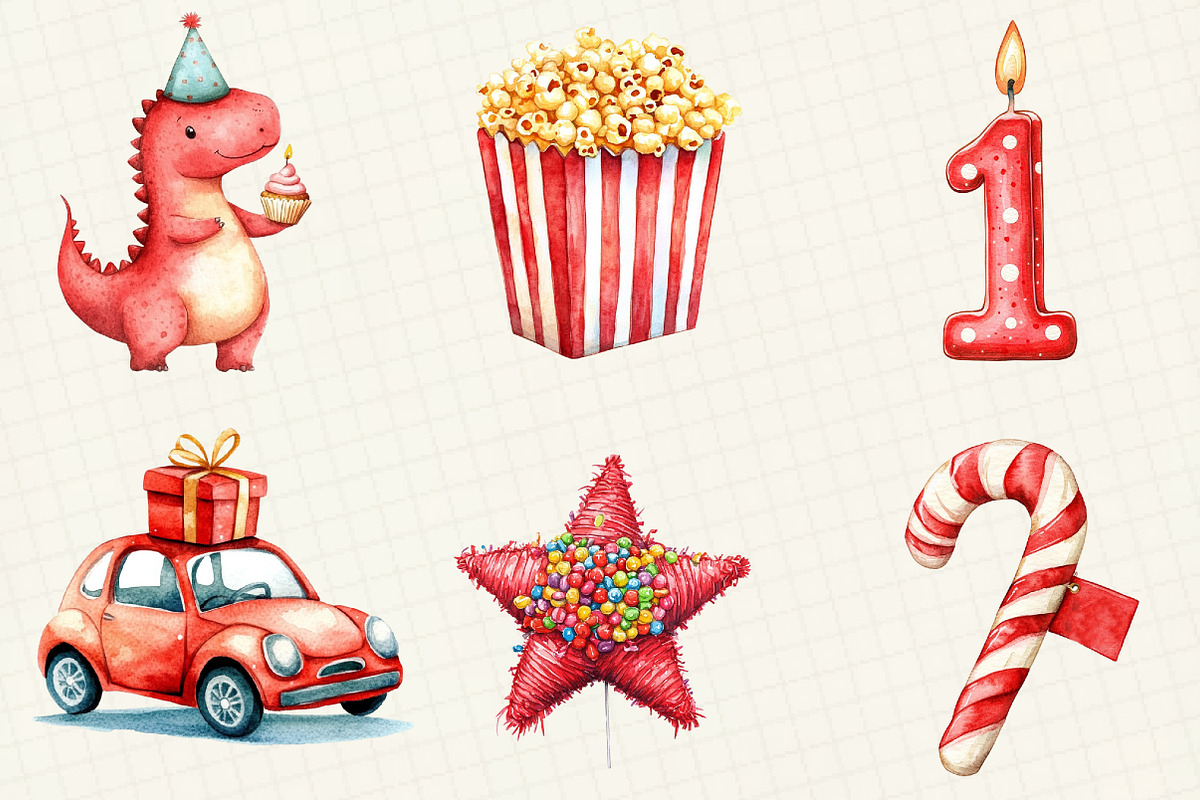 Red Kids Birthday Clipart, an Illustration by OK Design (Photo 3 of 5)