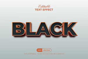 3D Black Orange Text Effect Style