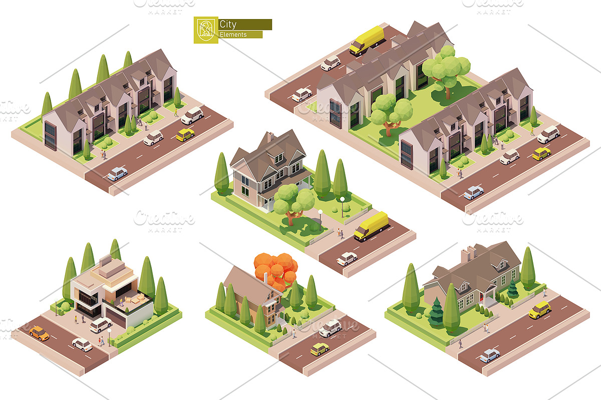 Isometric city map elements, an Object Graphic by tele52 (Photo 40 of 72)