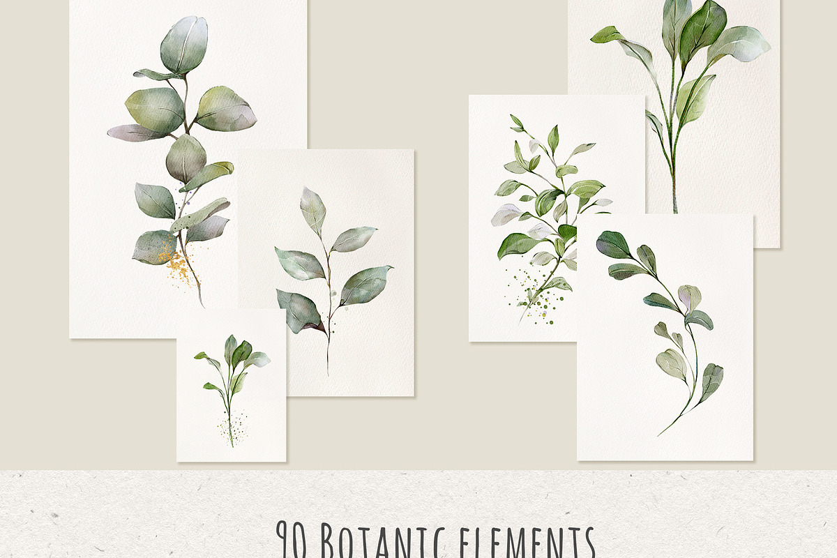 Watercolor Green Leaves Collection, a Decorative Illustration by Damian Roh (Photo 4 of 19)