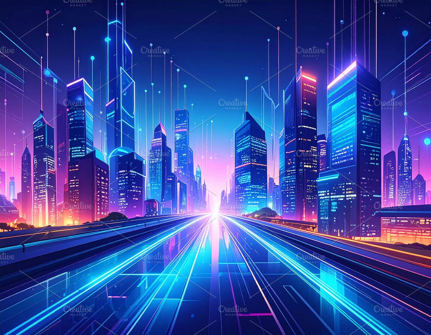 Smart city concept digital composition, a Technology Photo by DanFLCreativo