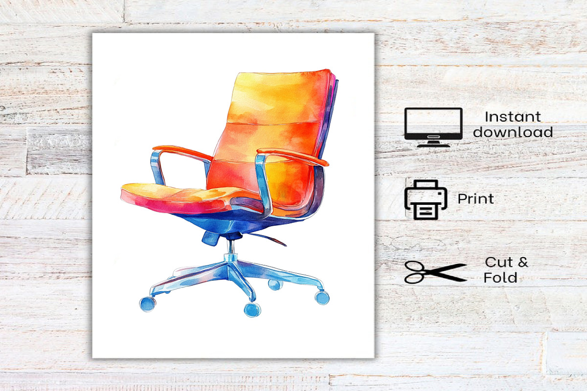 Watercolor Office Time Clipart, an Illustration by Canvas Craft (Photo 7 of 7)