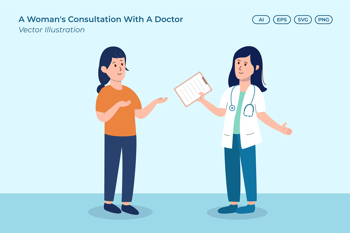 A Woman's Consultation Illustration, a Healthcare Illustration by Rahardi Creative