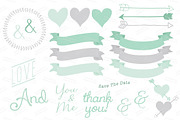 Mint Floral Heart Clipart & Vectors, an Illustration by Amanda Ilkov (Thumbnail 4 of 4)