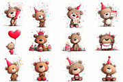 whimsical birthday teddy bear Clipar, an Illustration by Designworld (Thumbnail 3 of 4)