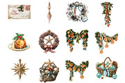 Vintage Christmas Clipart - 38 PNG, a Seasonal Illustration by InkyQueenArt (Thumbnail 3 of 8)