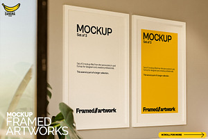 Framed Artwork on the Wall Mockup, a Merchandise Mockup by Banana Mockups