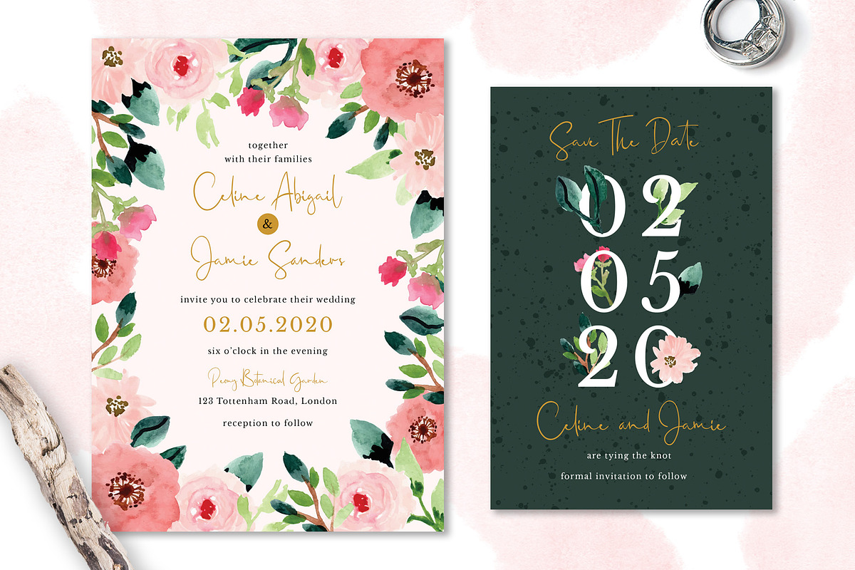 Sweet Floral Wedding Invitation Set, an Invitation Template by wulano (Photo 2 of 6)