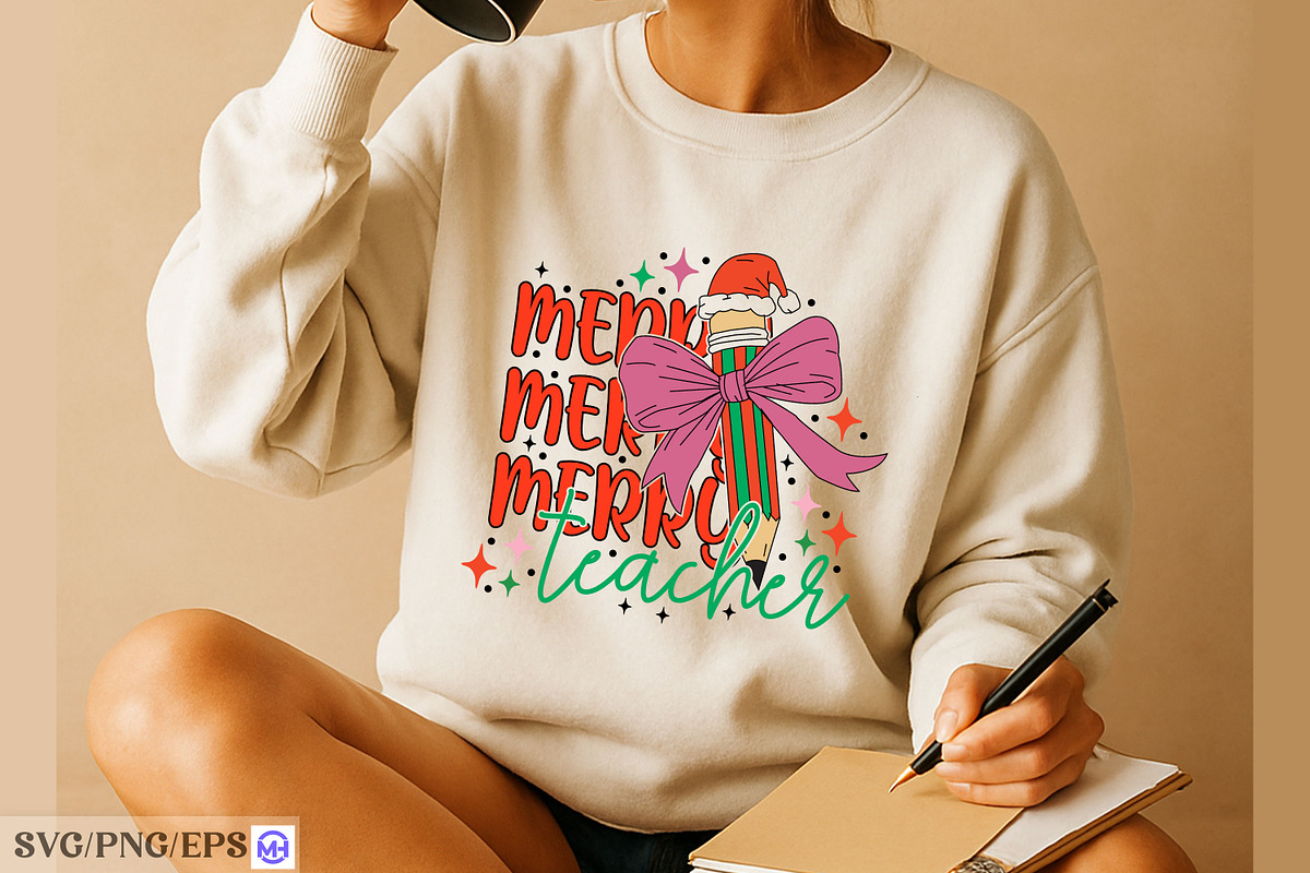 Christmas Merry Teacher SVG PNG, a Graphic by mh_arif (Photo 1 of 4)