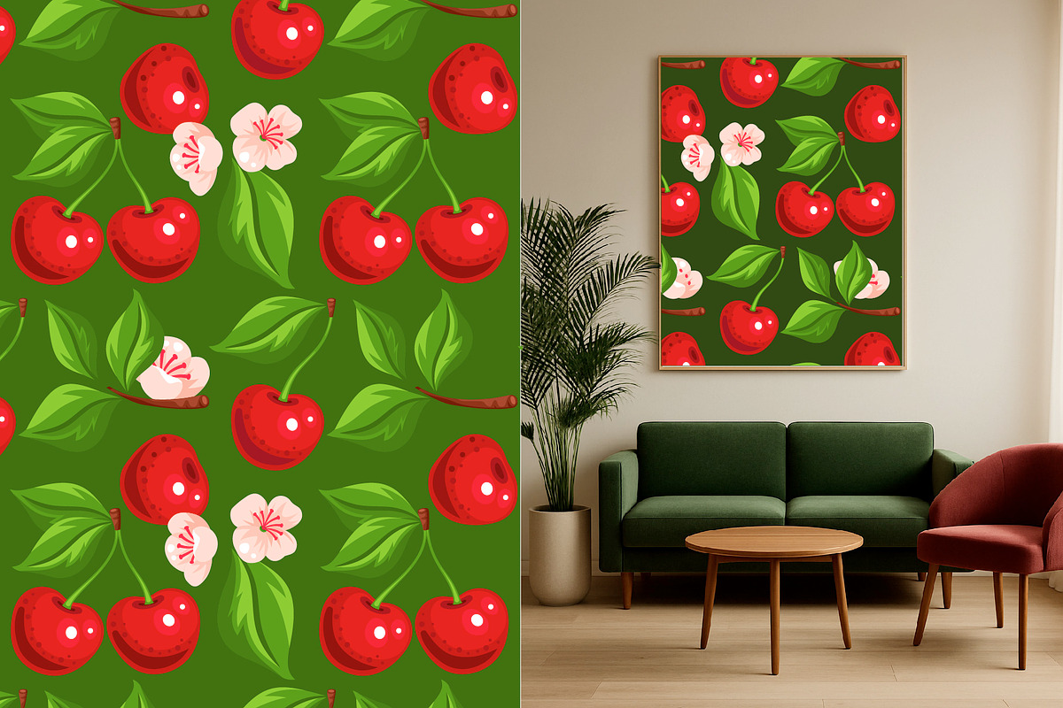 Cherries Illustration Vector Set, a Food Illustration by Lettering_Logo (Photo 2 of 4)