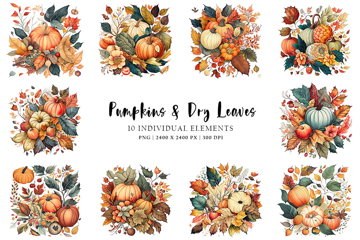 Pumpkins and Dry Leaves, an Object Graphic by Digital Art Creations (Photo 2 of 8)