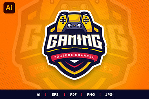 Gaming Youtube Channel Logo Template, a Branding & Logo Template by Akito Studio