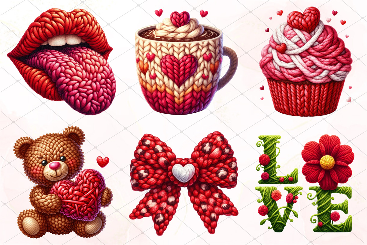 Faux Yarn Valentine’s Day Png Bundle, a Seasonal Illustration by RobertsArt (Photo 6 of 6)
