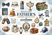 Father's Day Watercolor Clipart Set, a Decorative Illustration by Arslan (Thumbnail 1 of 8)