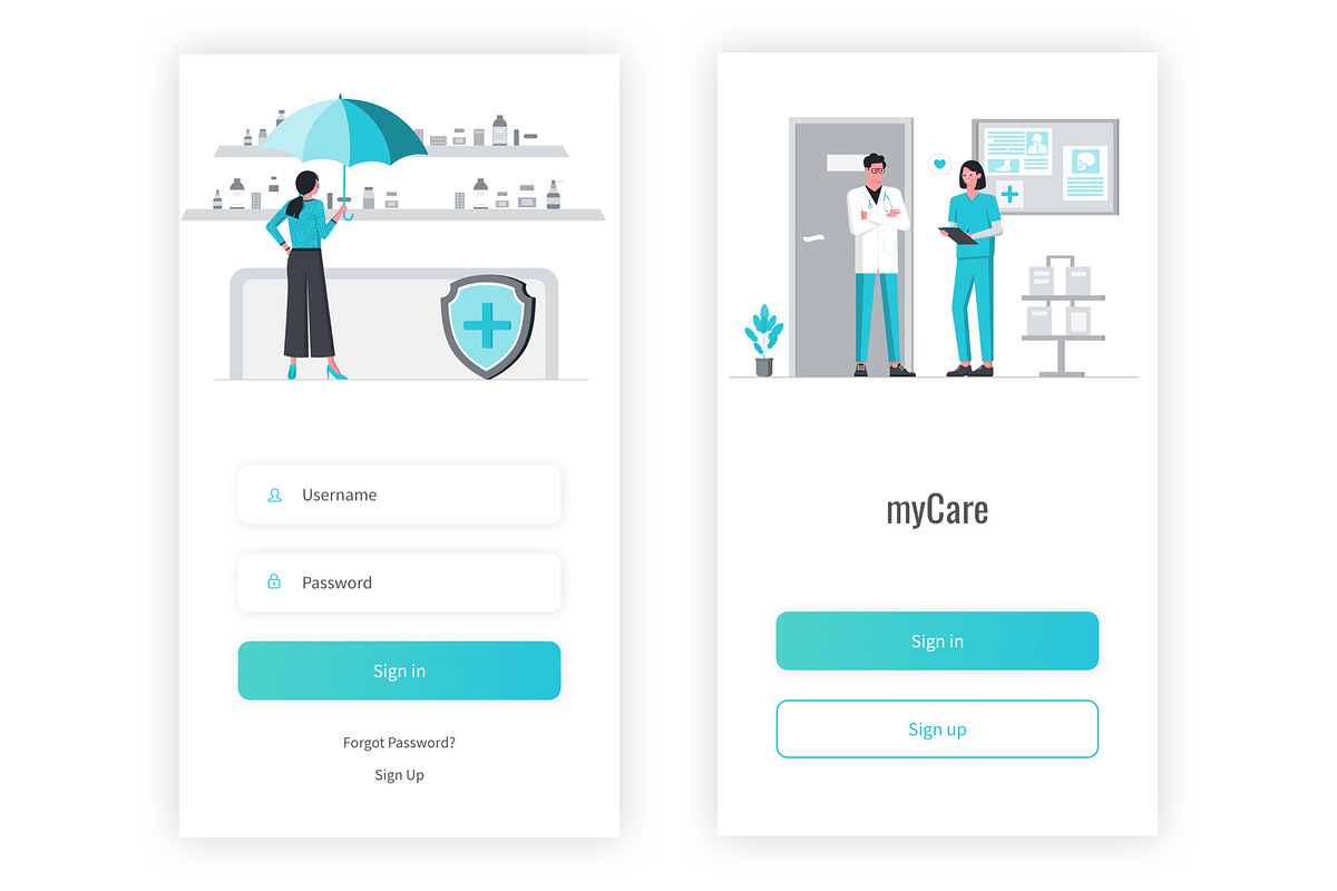 Health & Medical Illustrator App, an UI Kit Template by themelove (Photo 2 of 11)