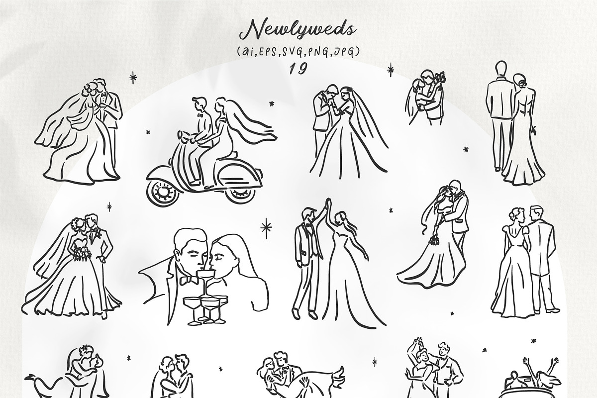 Hand Drawn Playful Wedding Clipart, a Decorative Illustration by La Petite Line Art (Photo 6 of 15)