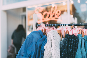 Clothes outside of a store 