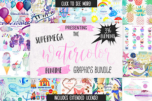 Big Watercolor Fun Graphics Bundle