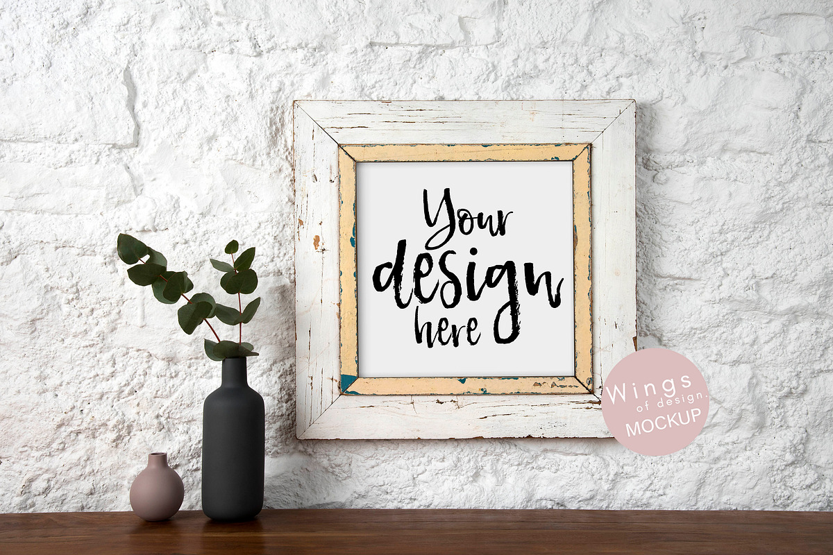 Rustic Square Picture Frame Mockup, a Product Mockup by wings of design