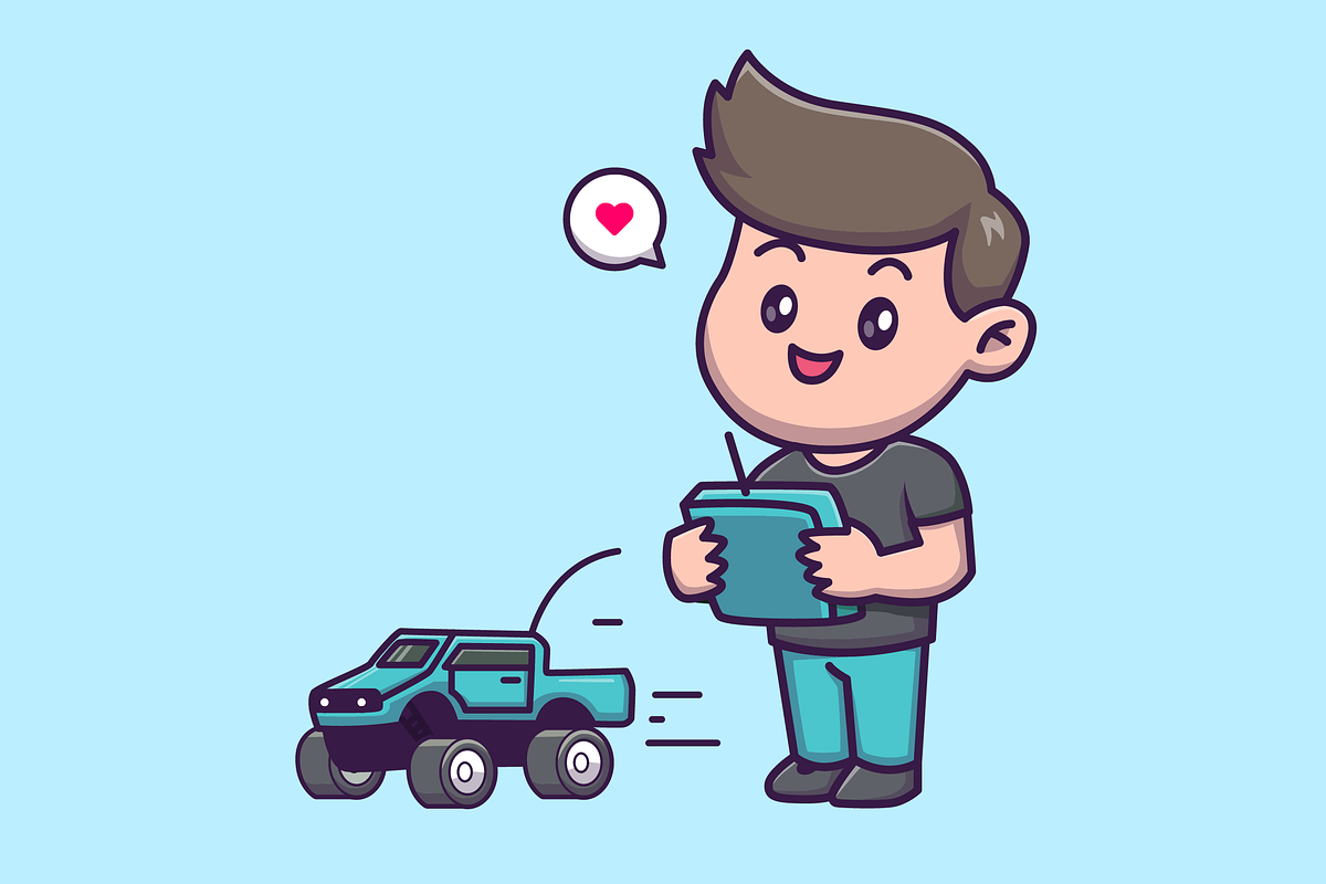 Cute Boy Playing Toy Car Remote, a Person Illustration by Catalyst Labs